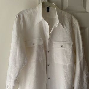 Lauren Ralph Lauren..white linen long sleeve shirt…size XL